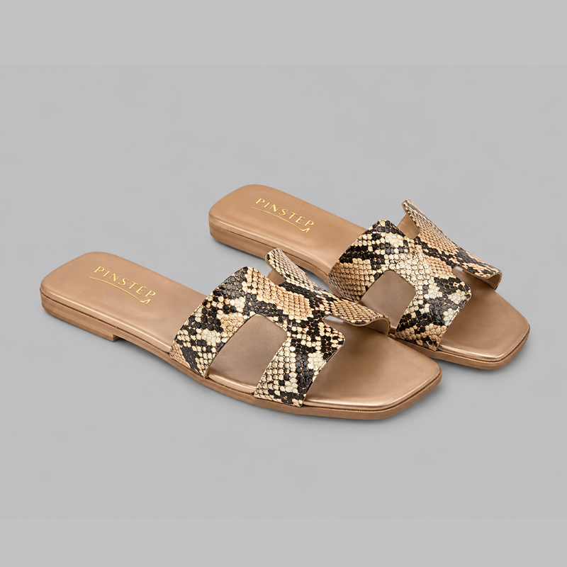 Plus Sizes Women Flat H Slide Slipper 'LYRA' Pinstep 1 10567 Buy Online Women Flat H Slide Slipper 'LYRA' Pinstep Trendy Luxury female shoes peach