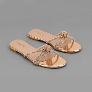 10570 Buy Online Women Flat Slide Slipper 'ZELLA' Pinstep Trendy Luxury female shoes peach