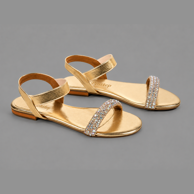 Plus Sizes Women Flat Slide Slipper 'ARIA' Pinstep 3 10571 Buy Online Women Flat Slide Slipper 'ARIA' Pinstep Trendy Luxury female shoes golden