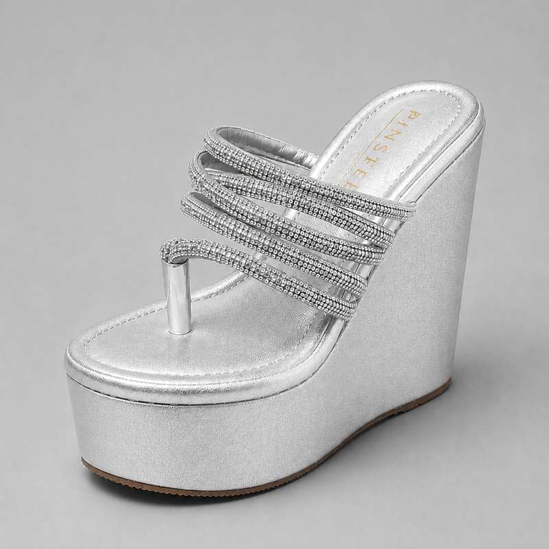 Women wedge sandals | VIVA | Pinstep 5 10574 Buy Online Women wedge sandals 'VIVA' Pinstep 5 inches height wedges Luxury female shoes silver