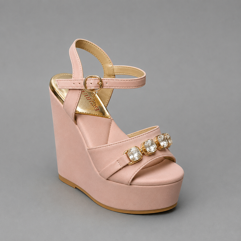 Women wedge sandals | SELENE | Pinstep 1 10575 Buy Online Women wedge sandals 'SELENE' Pinstep 5 inches height wedges Luxury female shoes pink