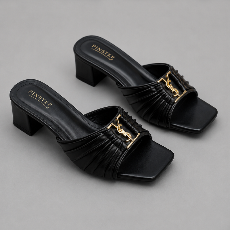 Plus Size Women silp on sandals 'ISOTTA' Pinstep 1 10576 Buy Online Women silp on sandals 'ISOTTA' Pinstep block heel YSL Luxury female shoes black