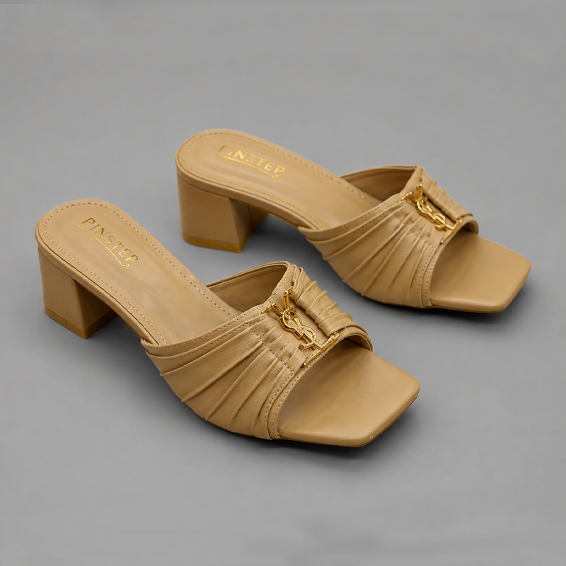 Plus Size Women silp on sandals 'ISOTTA' Pinstep 2 10576 Buy Online Women silp on sandals 'ISOTTA' Pinstep block heel YSL Luxury female shoes fawn