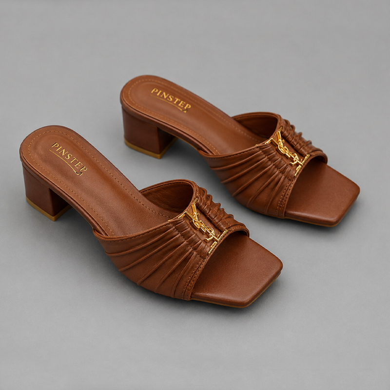 Plus Size Women silp on sandals 'ISOTTA' Pinstep 3 10576 Buy Online Women silp on sandals 'ISOTTA' Pinstep block heel YSL Luxury female shoes mustard