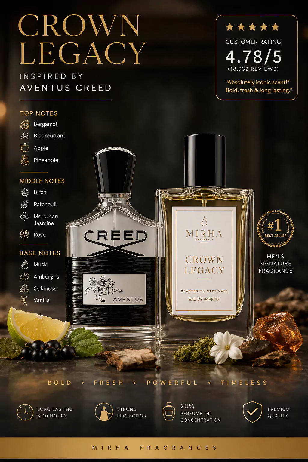 Crown Legacy – Inspired by Aventus Creed | Mirha Fragrances 3 Mirha Fragrances -Crown Legacy-Inspired by Aventus Creed-2