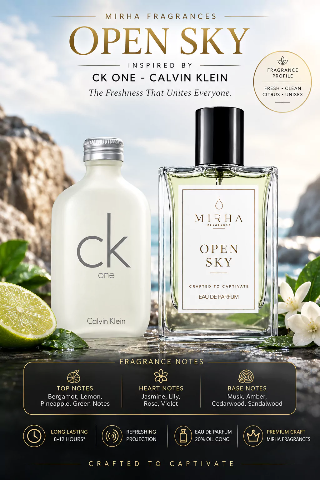 Open Sky – Inspired by CK ONE-Calvin Klein One | Mirha Fragrances 3 Mirha Fragrances -Open Sky - Inspired by CK ONE-Calvin Klein One-2